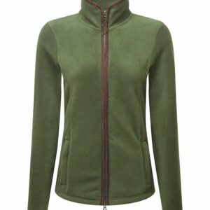 Women’s artisan fleece jacket - Moss Green/Brown, XS