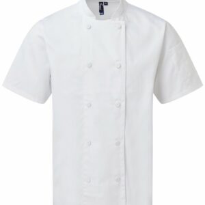 Chefs Coolchecker® short sleeve jacket - White, XS