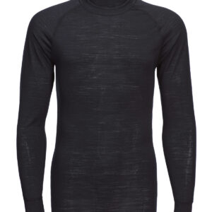 Merino wool crew neck long sleeve top - Black, S