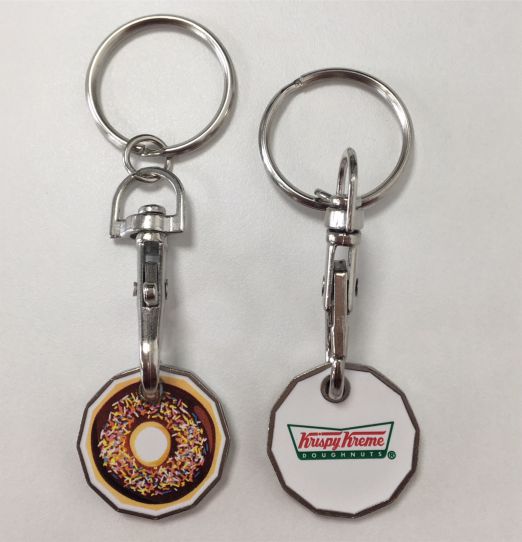 Printed Metal Trolley Coin Keyring 1 Metal Full Colour Printed Trolley Coins