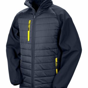 Compass padded softshell jacket - Navy/Yellow, XS