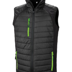 Compass padded softshell gilet - Black/Lime, XS