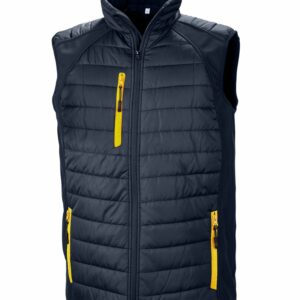 Compass padded softshell gilet - Navy/Yellow, XS