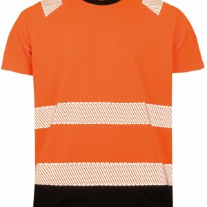 Recycled safety t-shirt - Fluorescent Orange/Black, S/M