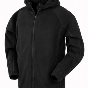 Recycled hooded microfleece jacket - Black, XS