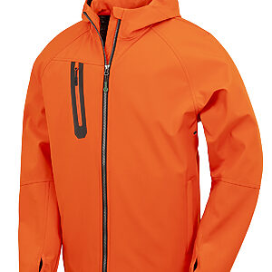 3-layer recycled printable casual hooded softshell - Orange/Navy, XS
