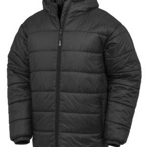 Recycled hooded padded parka - Black, XS
