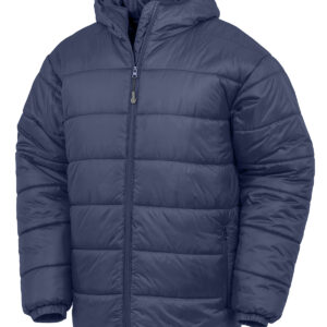 Recycled hooded padded parka - Navy, XS
