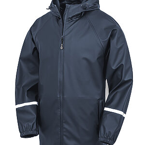 Prism PU waterproof jacket with reflective bands and recycled backing - Navy, XS