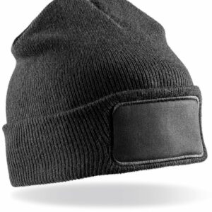 Recycled double knit printers beanie - Black, One size