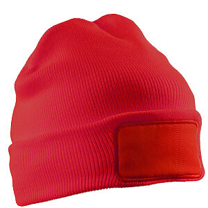 Recycled double knit printers beanie - Red, One size