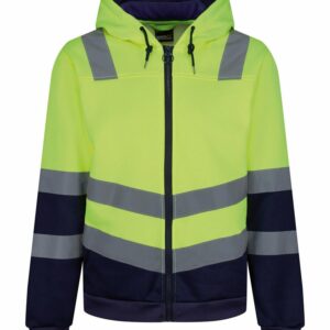Pro hi-vis full zip hoodie - Yellow/Navy, S
