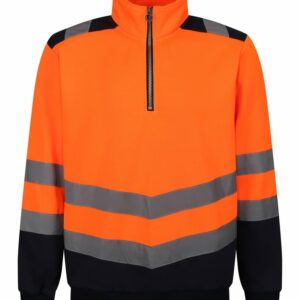 Pro hi-vis ¼-zip sweatshirt - Orange/Navy, S