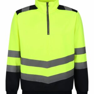 Pro hi-vis ¼-zip sweatshirt - Yellow/Navy, S