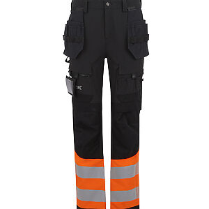 Hi-Vis X-Pro Stretch holster trousers (Class 1) - Black/Orange, 28/R