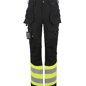 Hi-Vis X-Pro Stretch holster trousers (Class 1) - Black/Yellow, 28/R