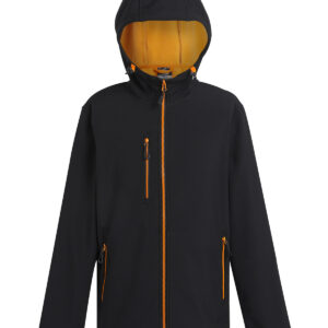 Navigate 2-layer hooded softshell jacket - Black/Orange Pop, S