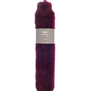 Super luxury faux fur long hot water bottle and cover - Plum, One size