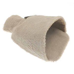 Luxury foot hot water bottle and cover in plush faux fur - Natural, One size