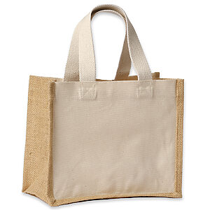 Jute canvas panel shopper - Natural/Natural, S