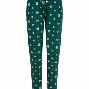 Women's cuffed lounge pants - Bottle/White Snowflakes, XS