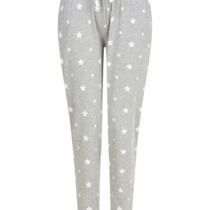 Women's cuffed lounge pants - Heather Grey/White Stars, XS