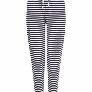 Women's cuffed lounge pants - Navy/White Stripes, XS
