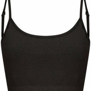 Women's sustainable fashion cropped cami top with adjustable straps - Black, XS