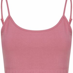 Women's sustainable fashion cropped cami top with adjustable straps - Dusky Pink, XS