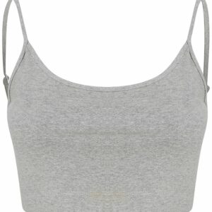 Women's sustainable fashion cropped cami top with adjustable straps - Heather Grey, XS