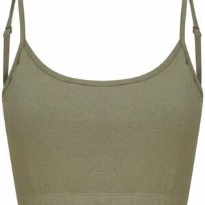 Women's sustainable fashion cropped cami top with adjustable straps - Khaki, XS