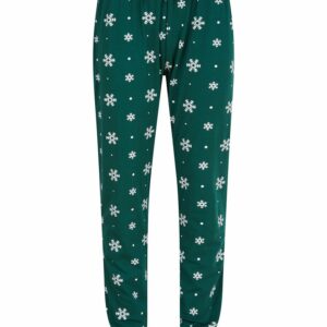 Kids cuffed lounge pants - Bottle/White Snowflakes, 5/6 Yrs