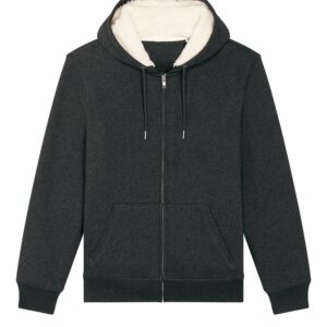 Unisex Hygger sherpa zip-through sweatshirt (STSU956) - Dark Heather Grey, XXS