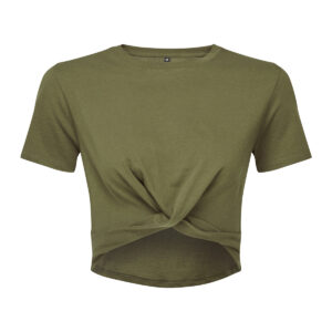 Women’s TriDri® twist crop top - Olive, XXS