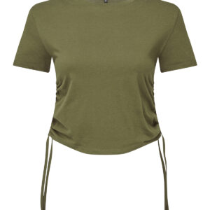 Women’s TriDri® ruched crop top - Olive, XXS