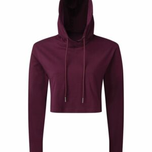 Women's TriDri® cropped hooded long sleeve t-shirt - Mulberry, S