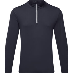 TriDri® recycled long sleeve brushed back ¼ zip top - French Navy/White, S