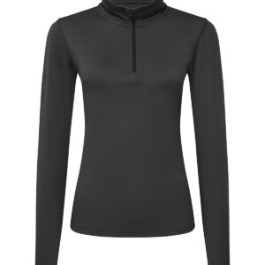 Women’s TriDri® recycled long sleeve brushed back ¼ zip top - Charcoal/Black, XS