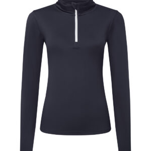 Women’s TriDri® recycled long sleeve brushed back ¼ zip top - French Navy/White, XS