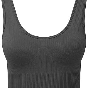 Women's TriDri® ribbed seamless 3D fit multi-sport bra - Charcoal, XS