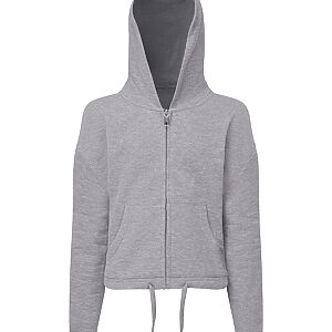 Kids TriDri® recycled cropped oversize full-zip hoodie - Heather Grey, 5/6 Yrs