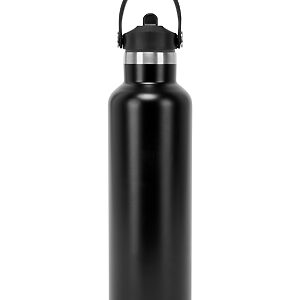 TriDri® Vacuum sports water bottle with flip-up straw - Black, One size