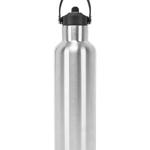TriDri® Vacuum sports water bottle with flip-up straw - Brushed Steel, One size