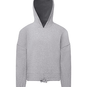 Kids TriDri® recycled cropped oversize hoodie - Heather Grey, 5/6 Yrs
