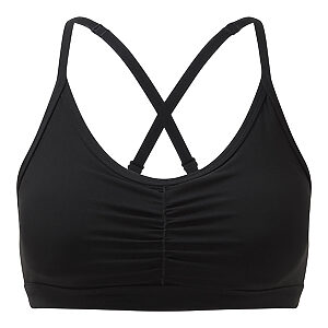 Women's TriDri® ruched sports bra (medium impact) - Black, XXS