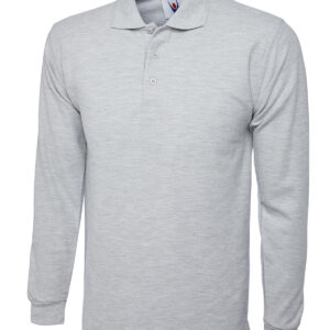 Longsleeve Classic Poloshirt - Heather Grey, XS