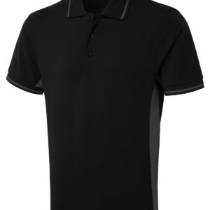 Two Tone Polo Shirt - Black/Charcoal, XS