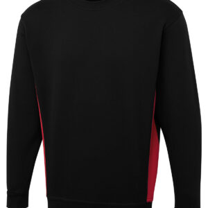 Two Tone Crew Neck Sweatshirt - Black/Red, XS