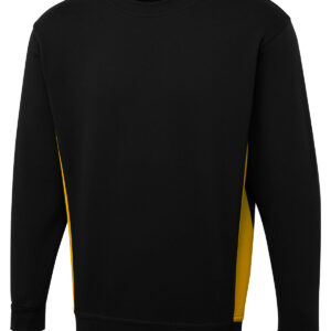 Two Tone Crew Neck Sweatshirt - Black/Yellow, XS
