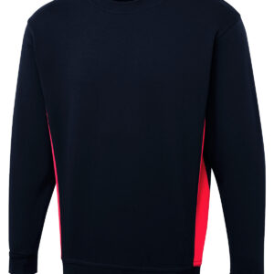 Two Tone Crew Neck Sweatshirt - Navy/Red, XS